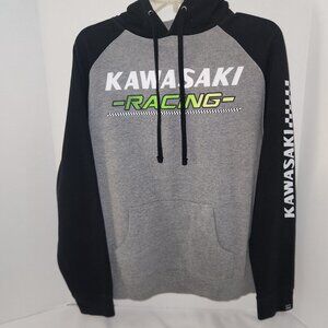 Kawasaki Racing Hoodie Kangaroo Pocket Size M Black & Gray Color Block